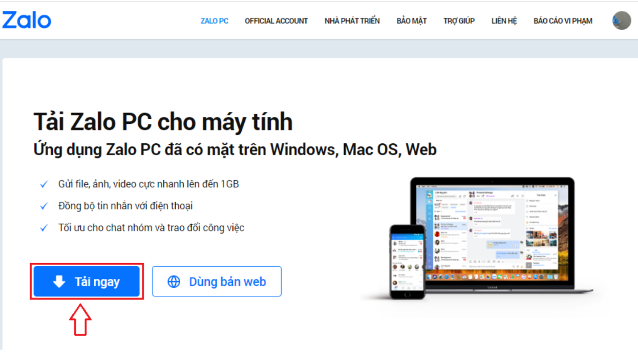 Tải Zalo bước 1